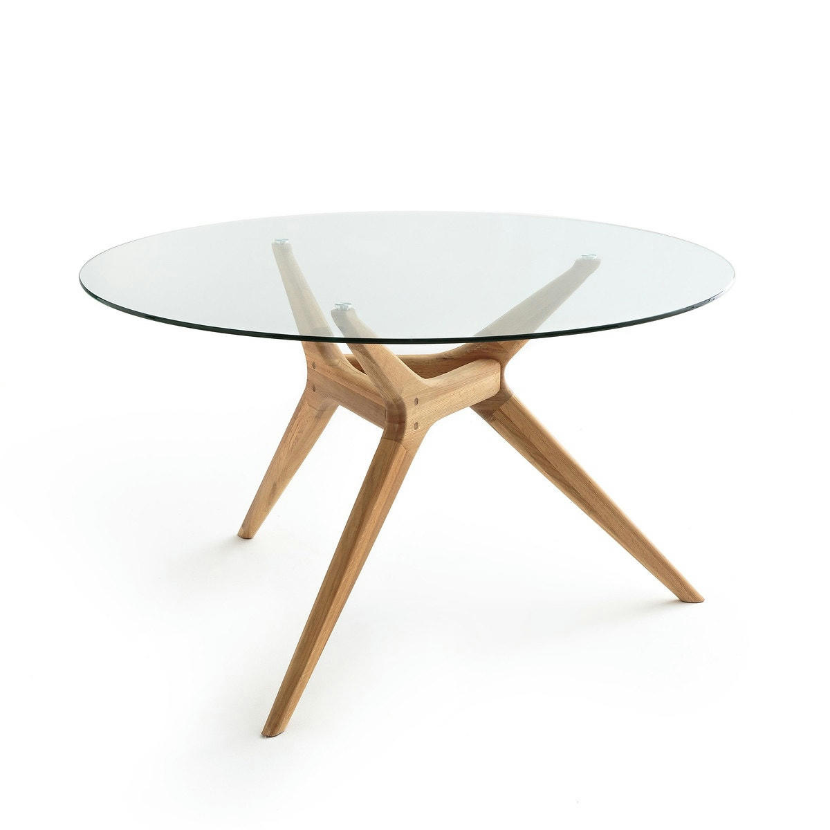 Table ronde verre/chêne, Maricielo