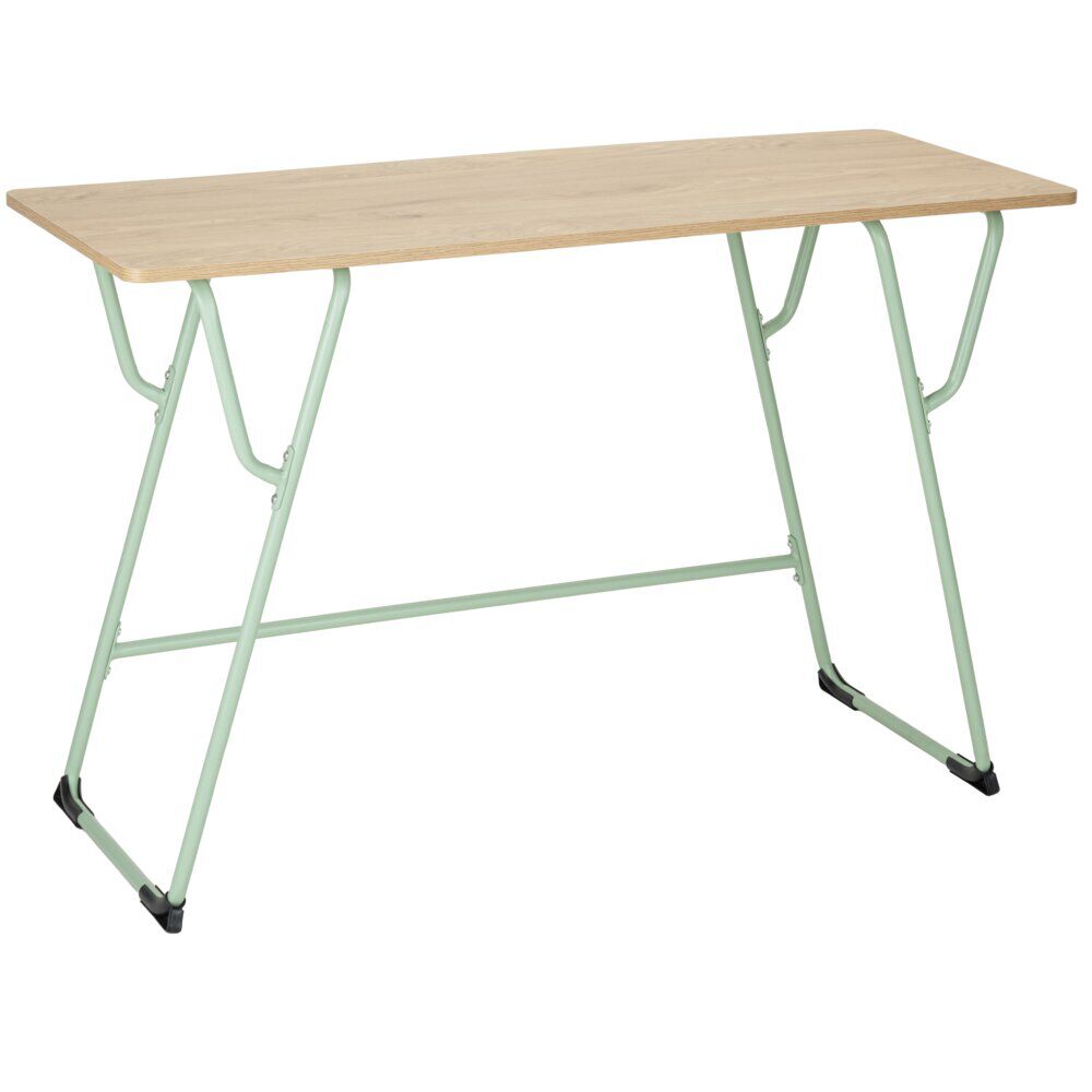Bureau rectangulaire Moderna plateau bois et chaise métal vert 120x48xH75cm