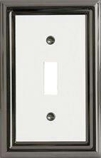 Atron Electro Industries 2490T Estate Toggle Style Switch Plate, 1 Gang, White & Satin Nickel