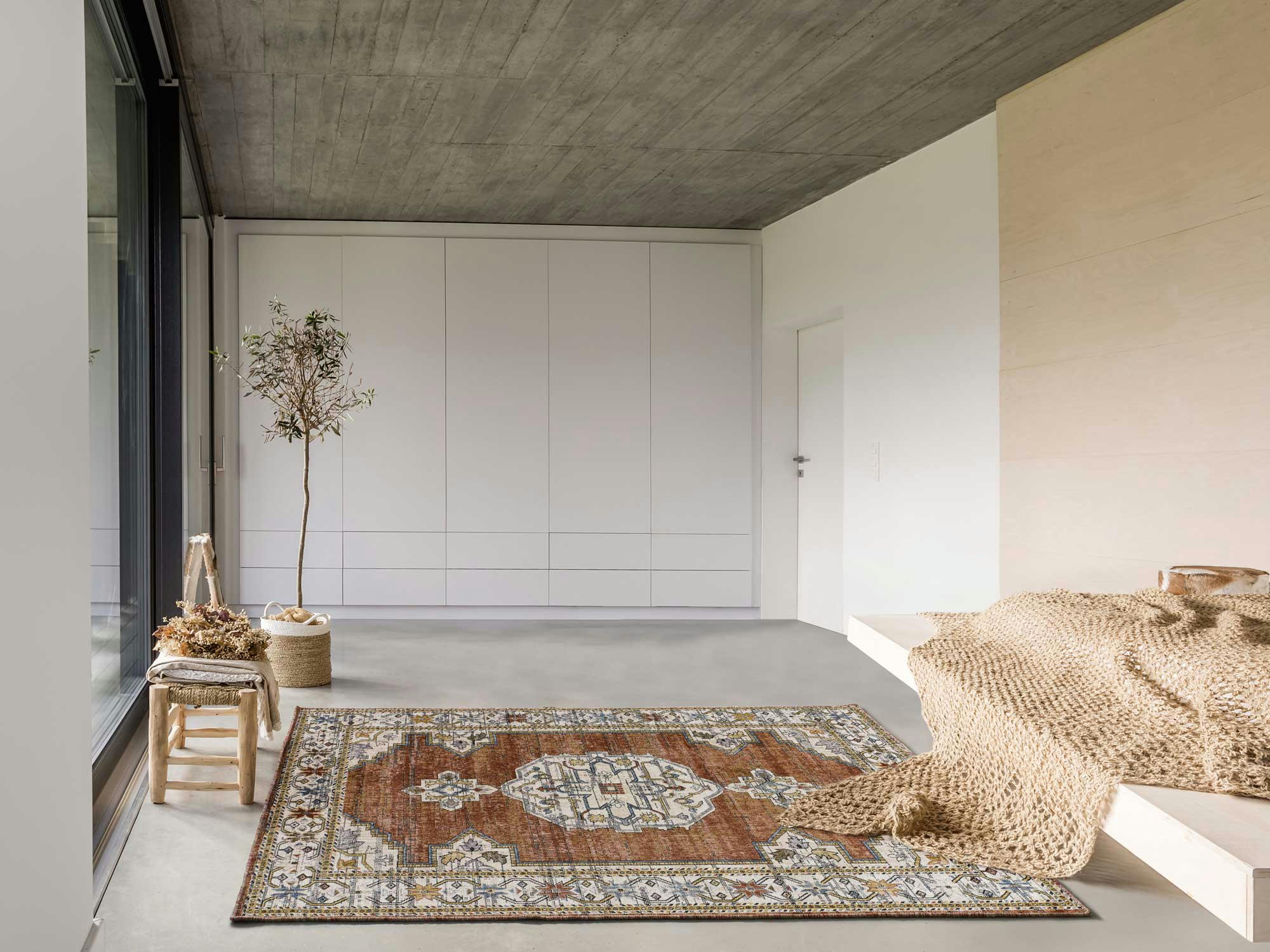 TRUVA - Tapis de style vintage terracotta, 136X200 cm