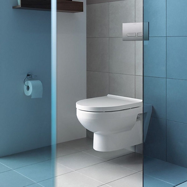 Pack WC suspendu compact sans bride DURAVIT Duravit No.1 abattant frein de chute   bati support SIAMP   Plaque de commande blanche