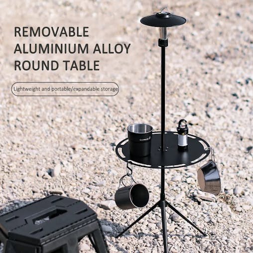 NNEOBA Round Aluminum Alloy Camping Table with Tripod and Storage Bag