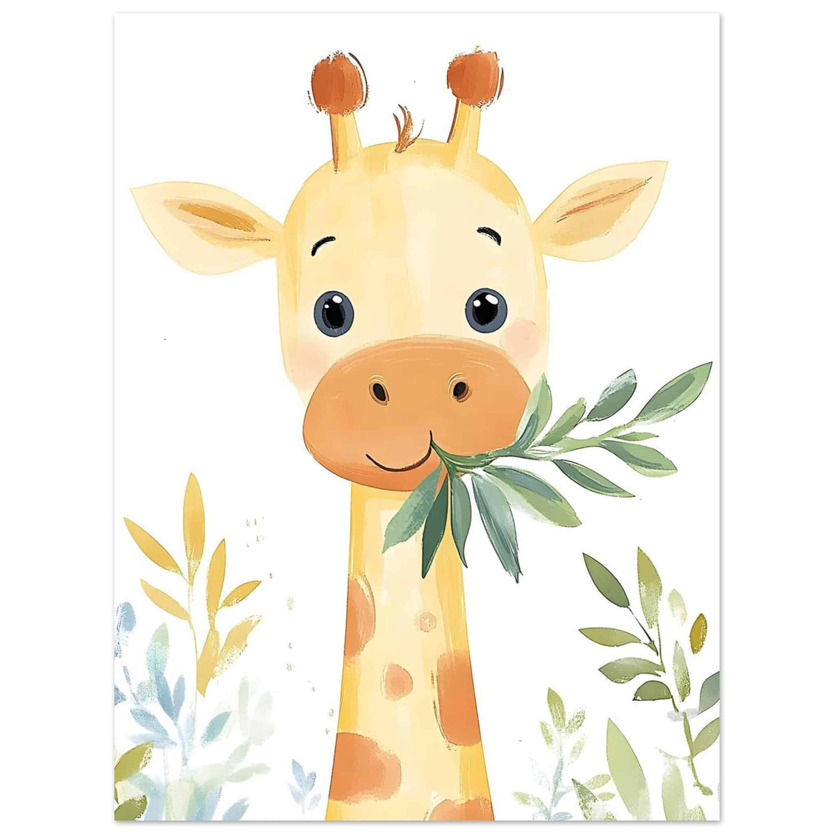 Artfulprints Poster Tropische giraffe  - 30x40 cm - Geel