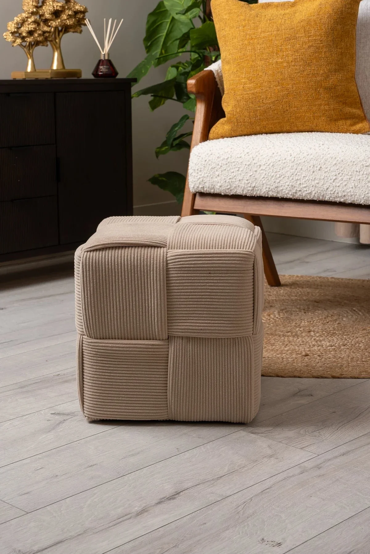 Mocha Rubix Corduroy Stool