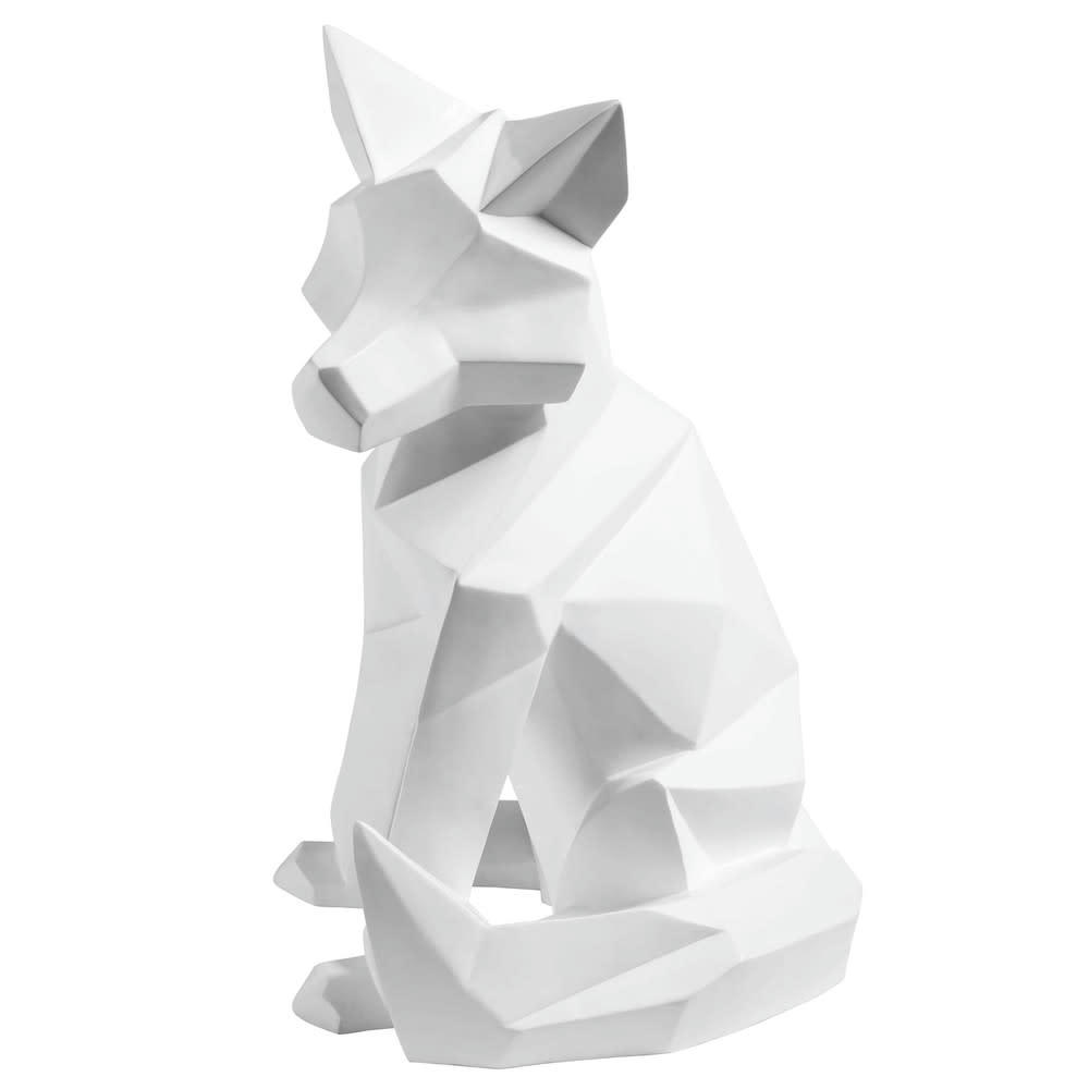 Arthur - Statuette renard blanc mat H.56cm