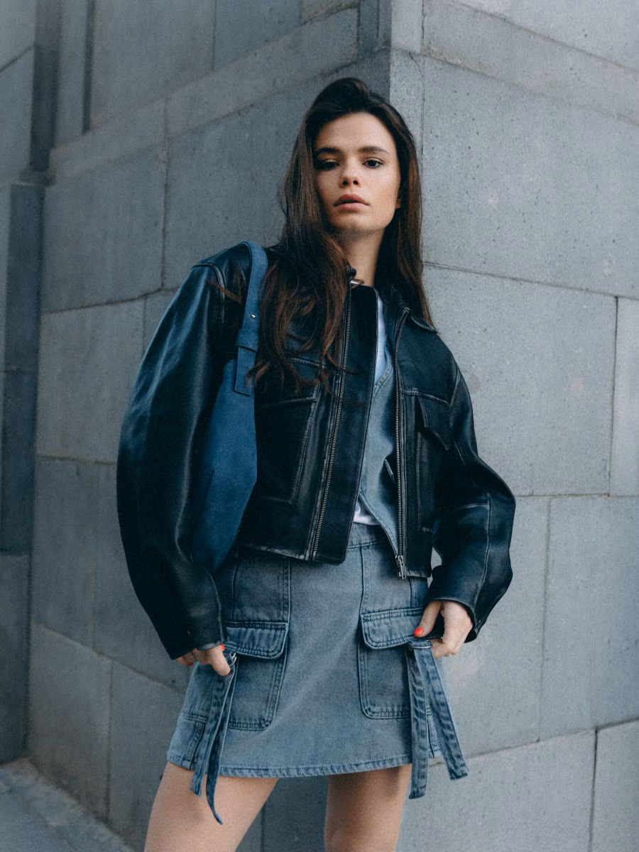 Cargo Style Denim Skirt
