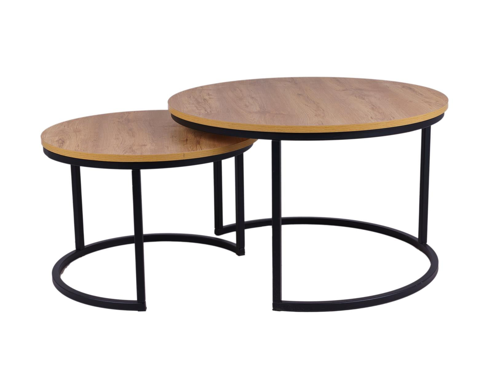 MaximaVida ronde salontafel set Kiev XL 75 cm - rustiek eikenhout fineer