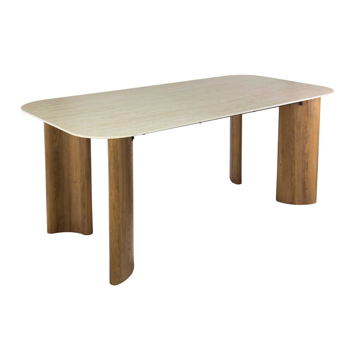 Giga Meubel Eettafel Romano Curvo - Rechthoek Hout/Travertin - 180x90x76cm