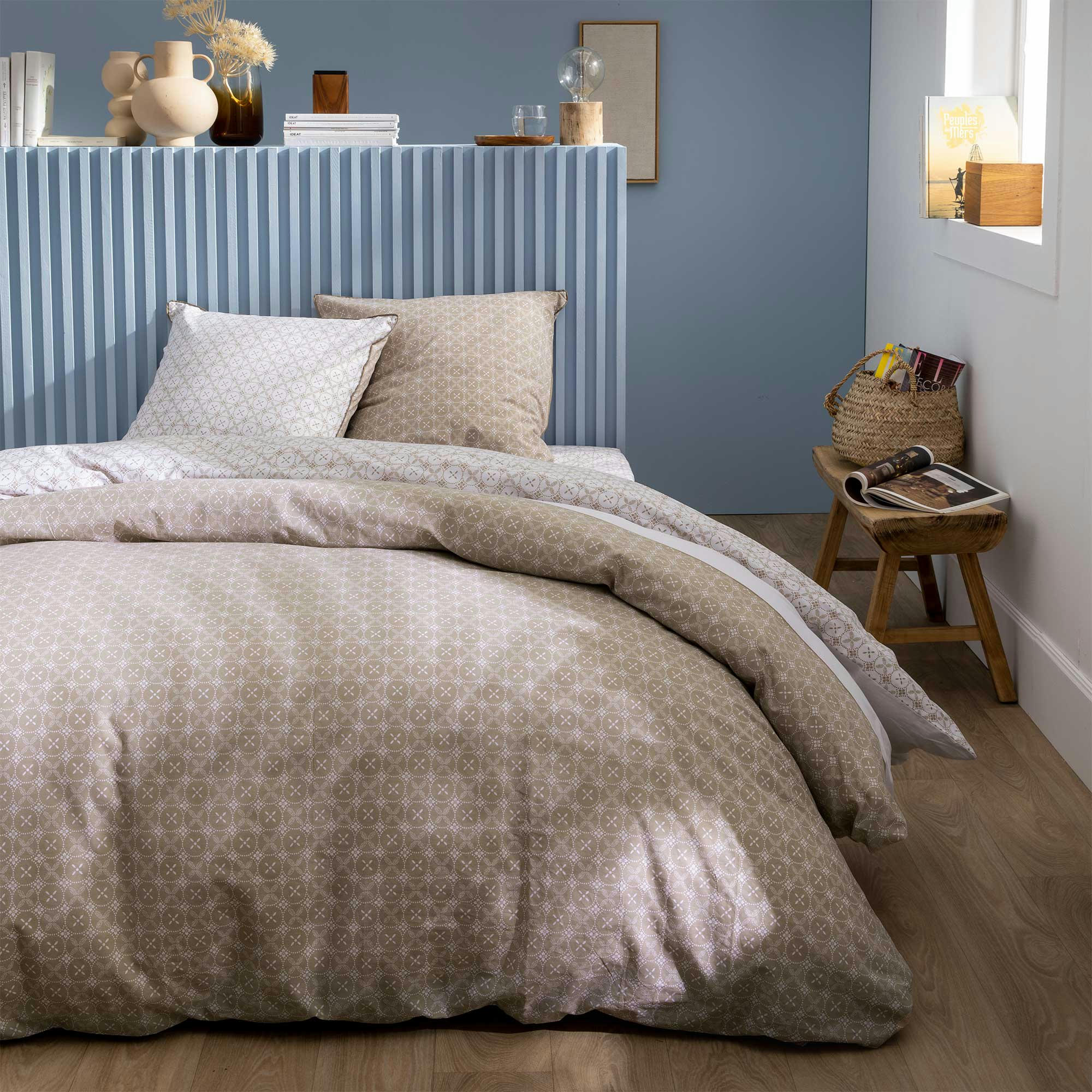 TENDANCE CÉRAMIQUE - Parure de lit imprimée en coton Argile 240x220+2x65x65cm