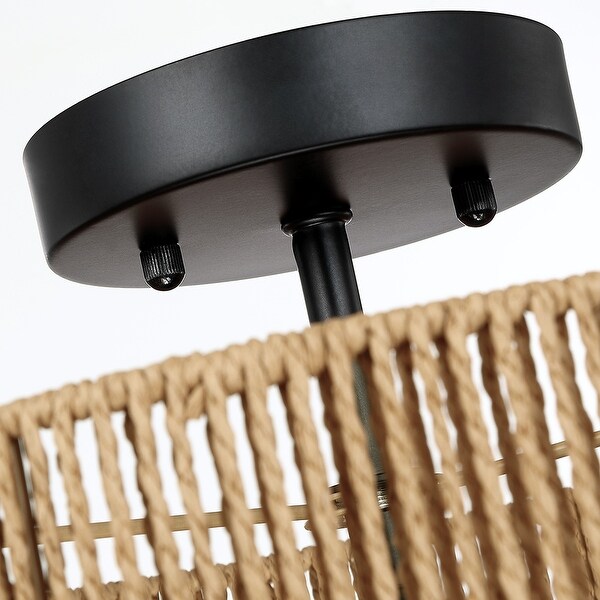 Dorn 2-Light Woven Rope Drum Semi-Flush Mount Ceiling Light - 14"W