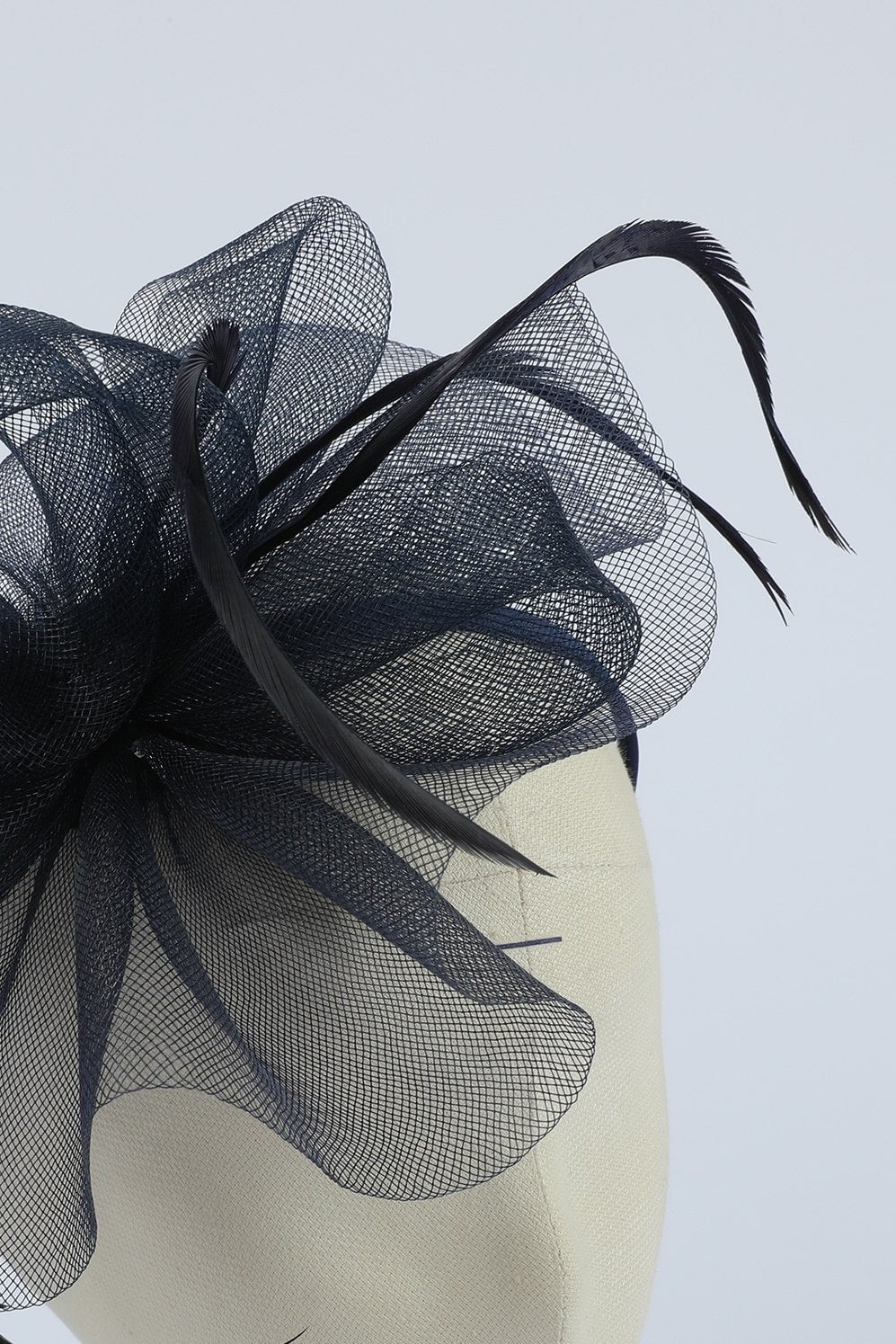 Navy Mini Gathered Fascinator