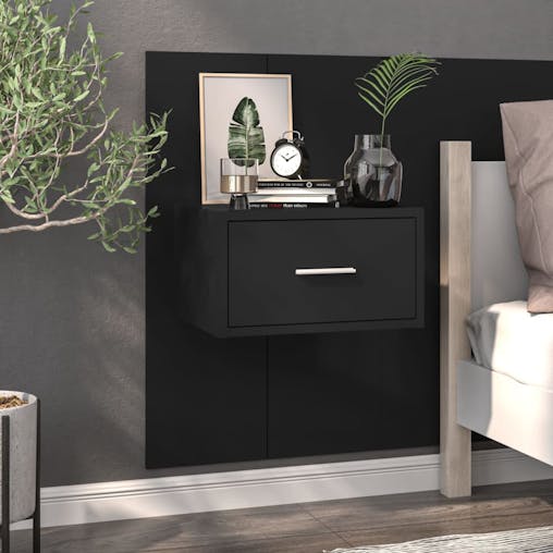 NNEVL Wall-mounted Bedside Cabinets 2 pcs Black