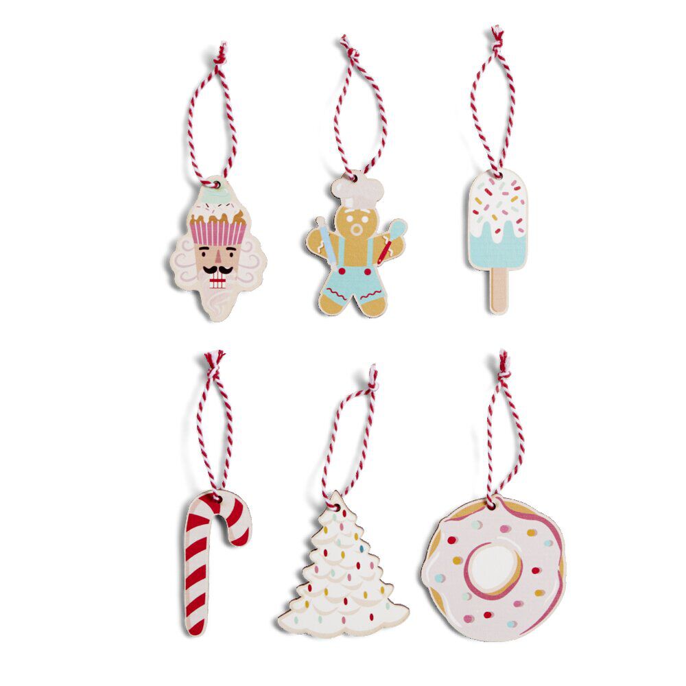 Décoration à suspendre No&euml;l en bois Candyland 6 pièces