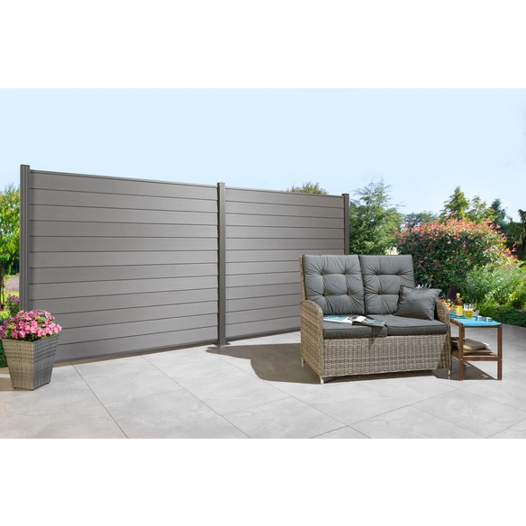 Steckzaunsystem »Turino«, BxH: 179 x 90 cm, 6er-Set, Schwedenprofil, steingrau