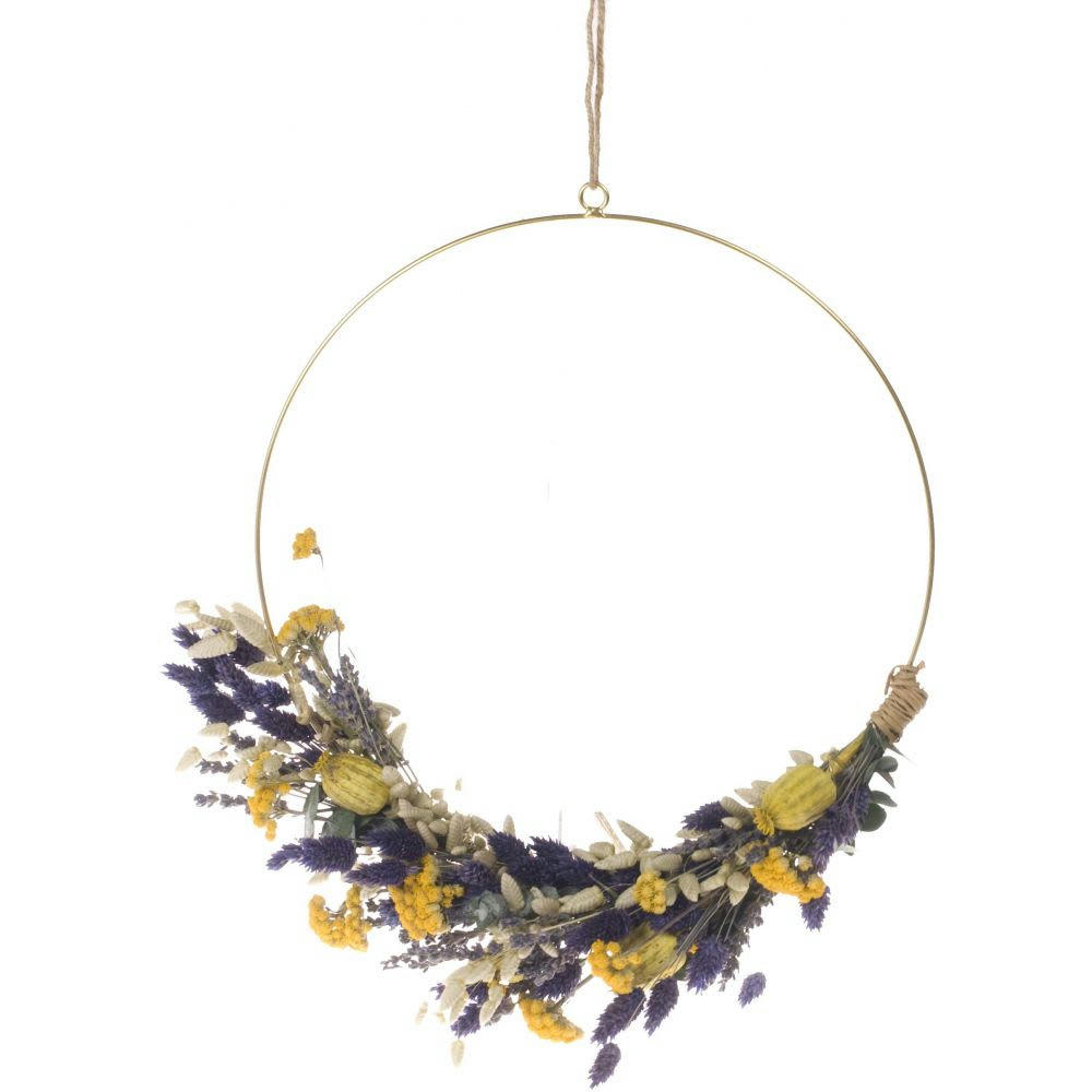 KIT DIY FS - Kit création cercle fleurs séchées diy bleu et jaune