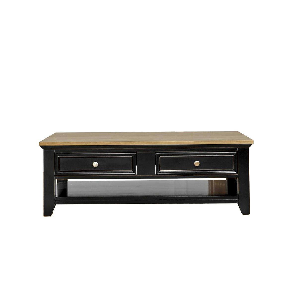 ARCHER - Table basse rectangle double plateau 4 tiroirs noir