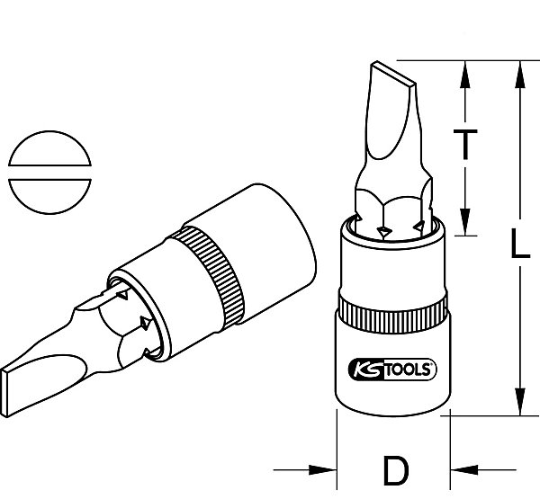 KS Tools - 922.1489 - Douille tournevis ULTIMATE Fente 1/4'', L.37 mm - 6,5 mm