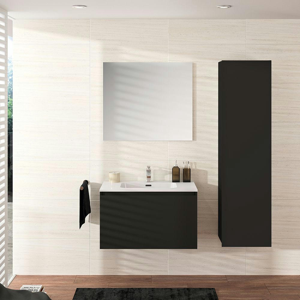 NORDIK - Colonne de rangement MDF Laqué Noir