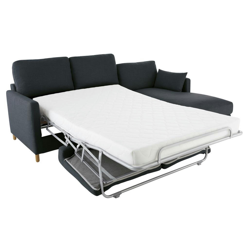Julian - Canapé d'angle droit convertible 5 places gris anthracite, matelas 14 cm