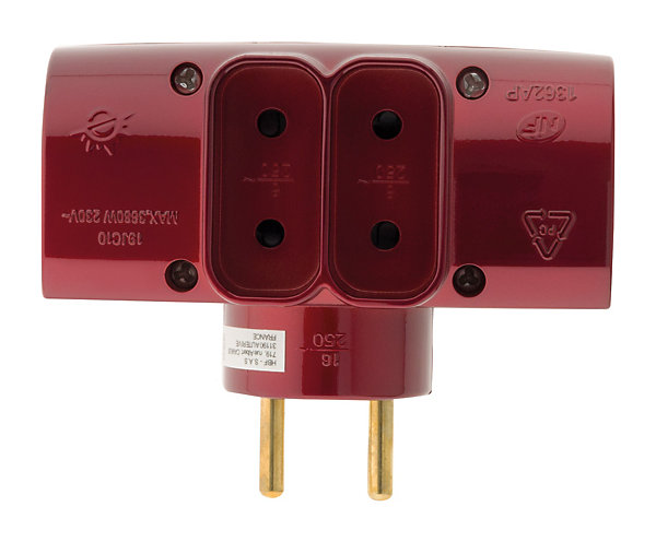 Multiprise 4 prises 2x16A   2x6A rouge Zenitech