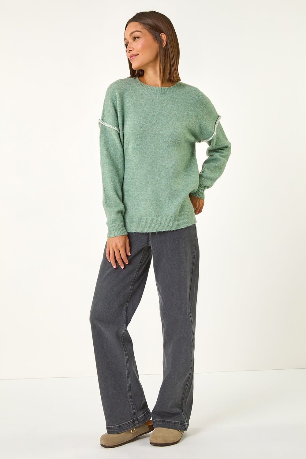 Roman Contrast Stitch Knit Jumper