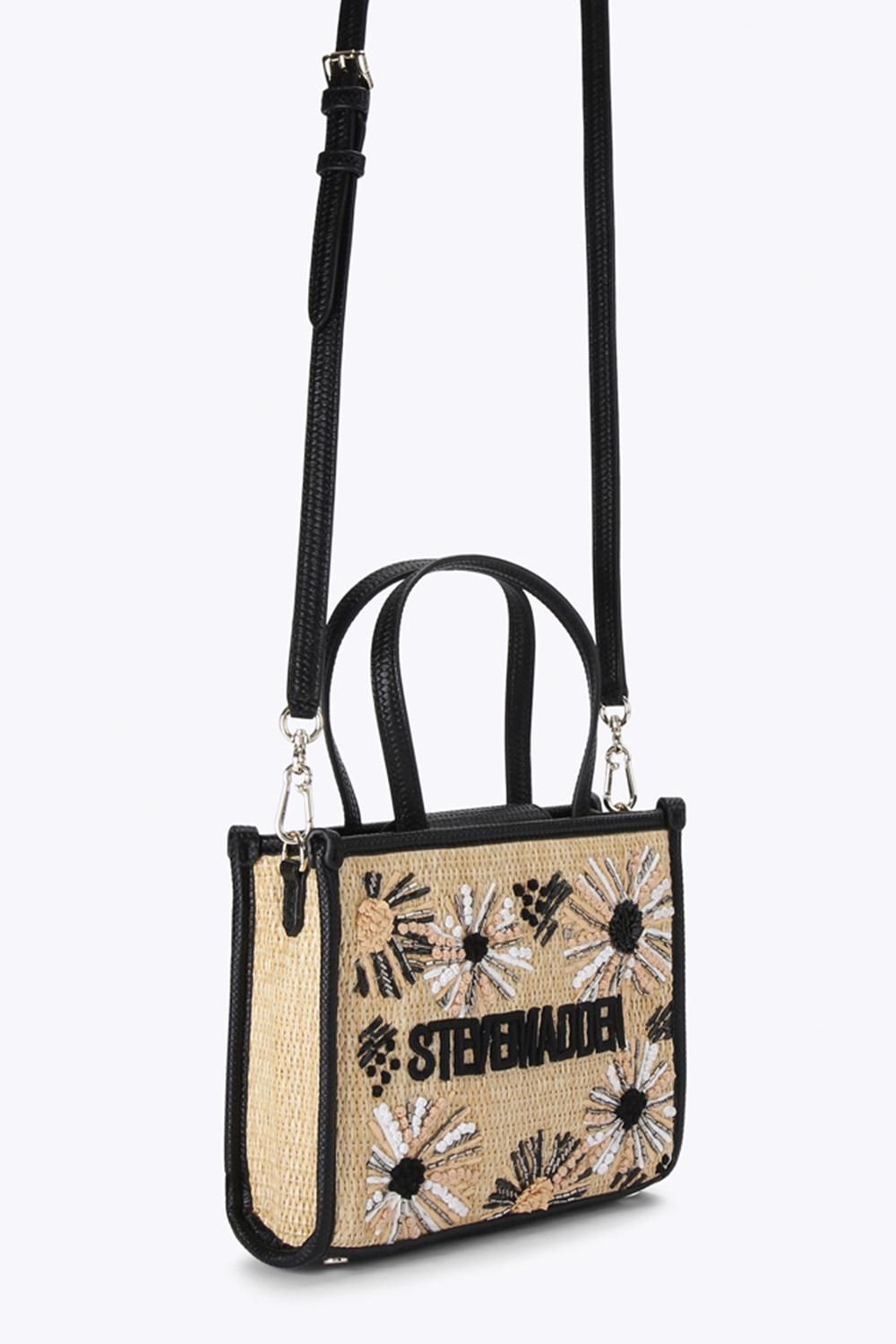 STEVE MADDEN Decor Bag Black Raffia'