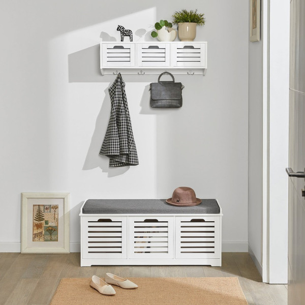 SoBuy Szafka na buty z trzema szufladami Biały 105x35x43cm FSR23-W