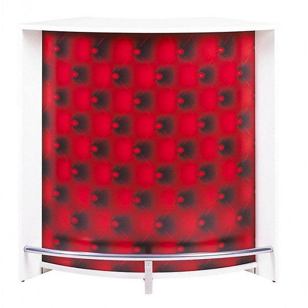 Meuble bar capitons rouges 107 cm blanc SNACK106BL922