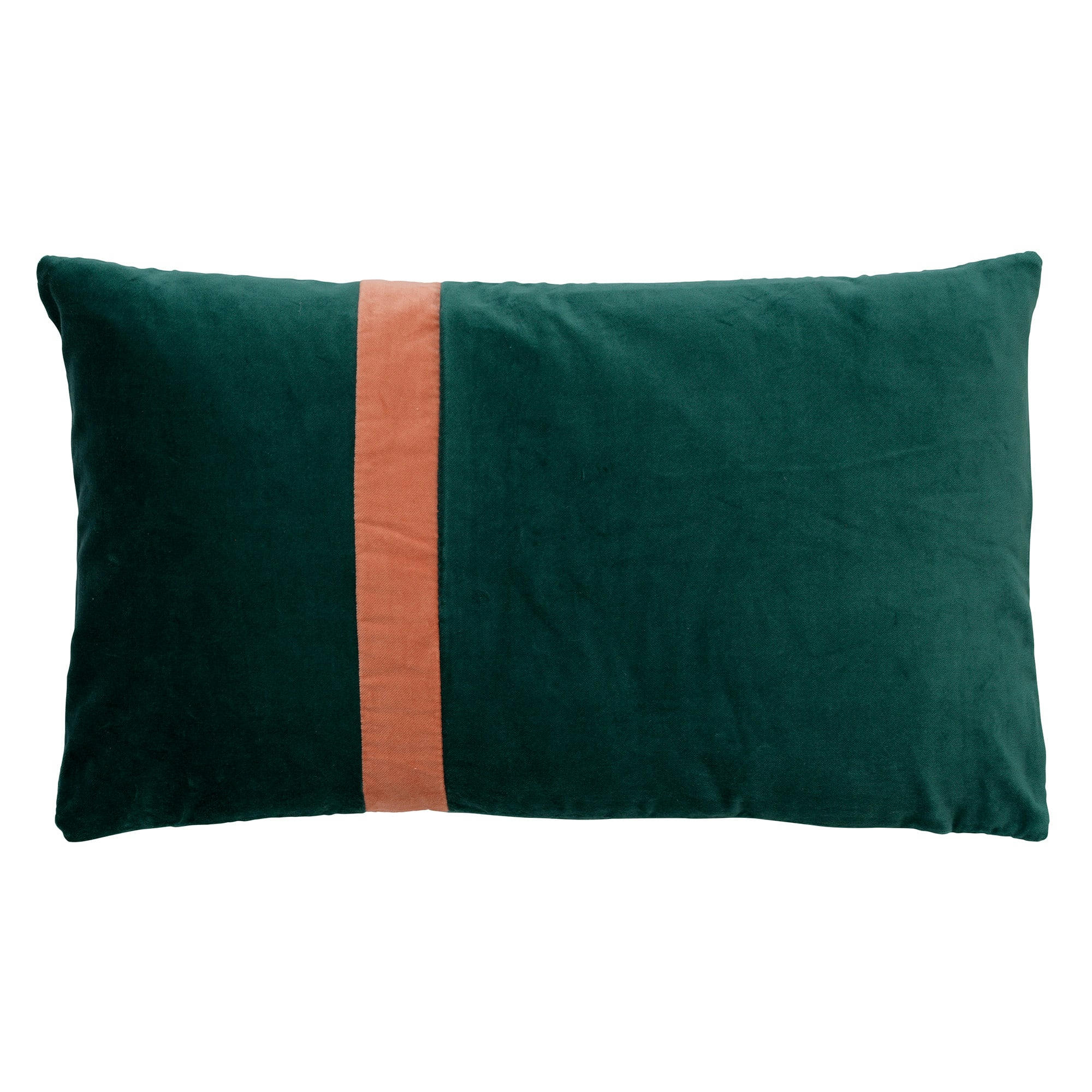 PIPPA - Housse de coussin vert en velours-30x50 cm avec motif rayé