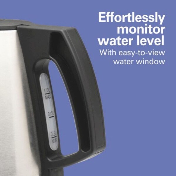 1 Liter Electric Kettle , Stainless Steel and Black