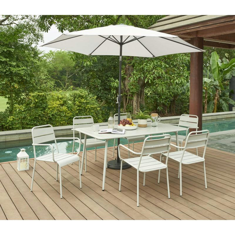 - Parasol droit en aluminium et acier - toile gris glacier