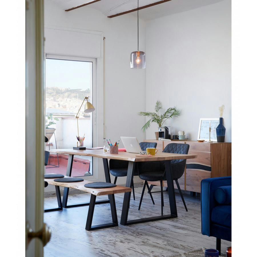 ACHILLE - Buffet 3 portes en bois de manguier finition métal