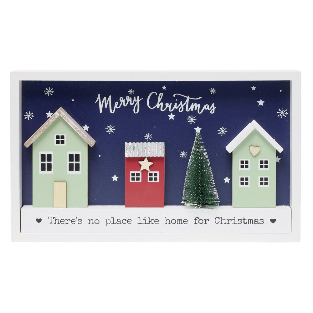 Cadre décoratif maison de No&euml;l en bois L30cm (2 modèles)