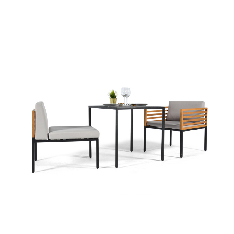 Ensemble de jardin pour balcon en acier et acacia