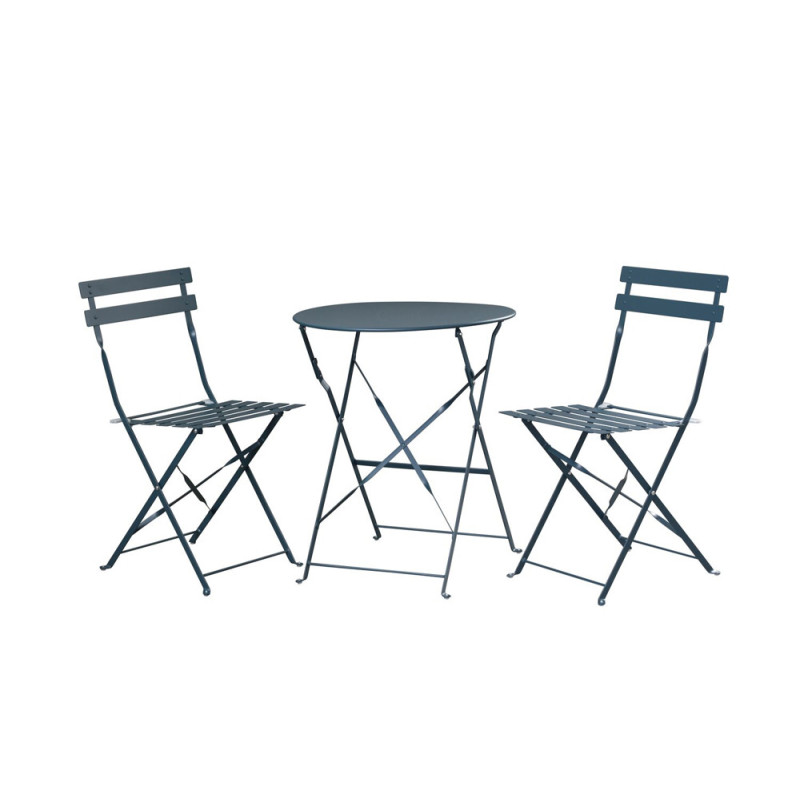 Ensemble bistro Peps bleu caraïbes : 1 table et 2 chaises pliantes