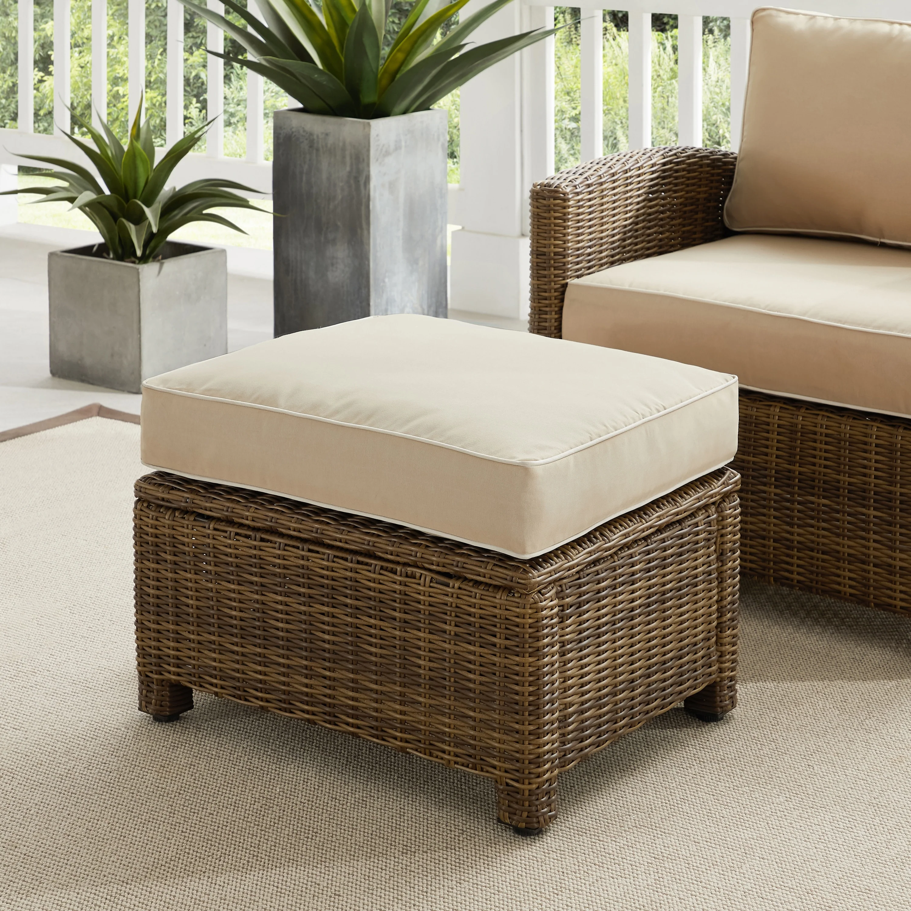 Crosley Bradenton Outdoor Wicker Ottoman - 25 W x	20 D x 18.5 H