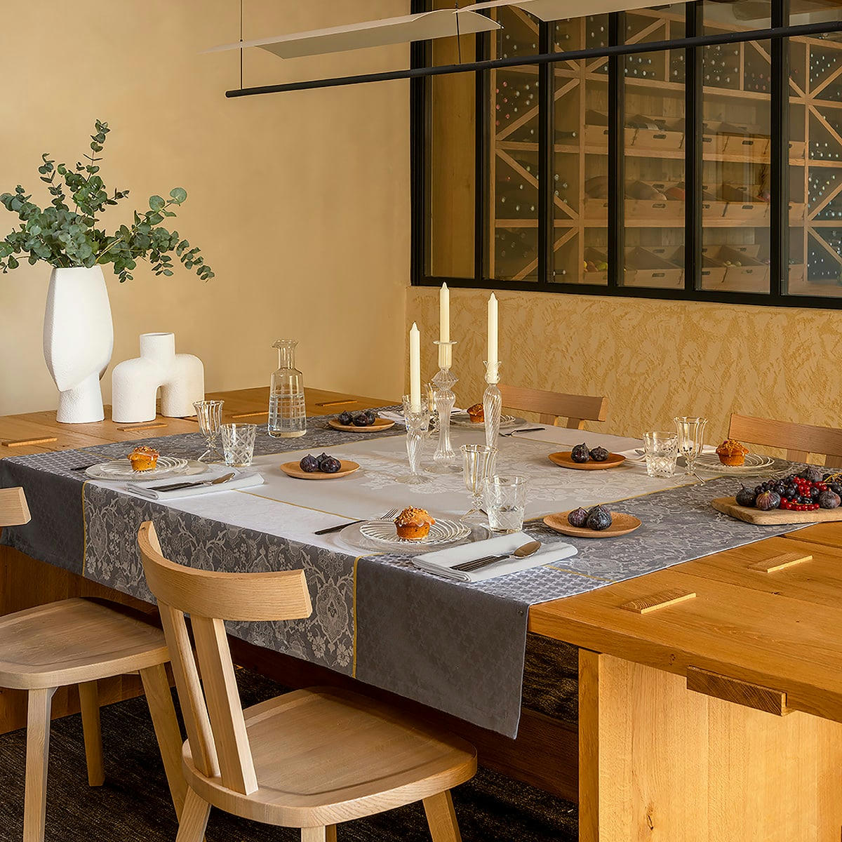 VOYAGE ICONIQUE - Nappe en coton zinc 175 x 320