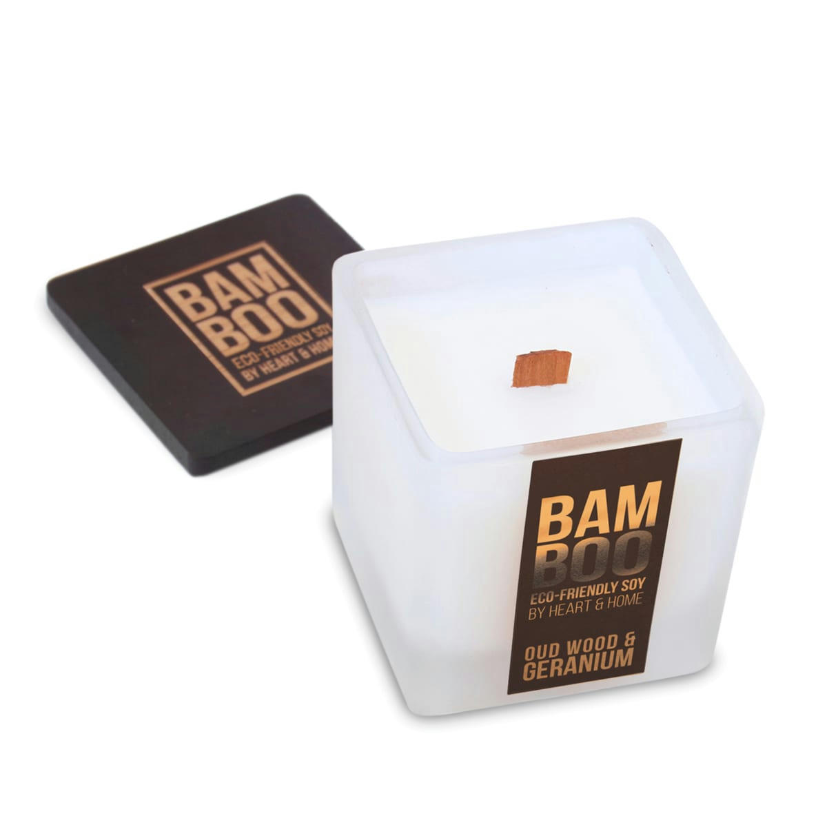 - Bougie éco responsable bois de oud géranium