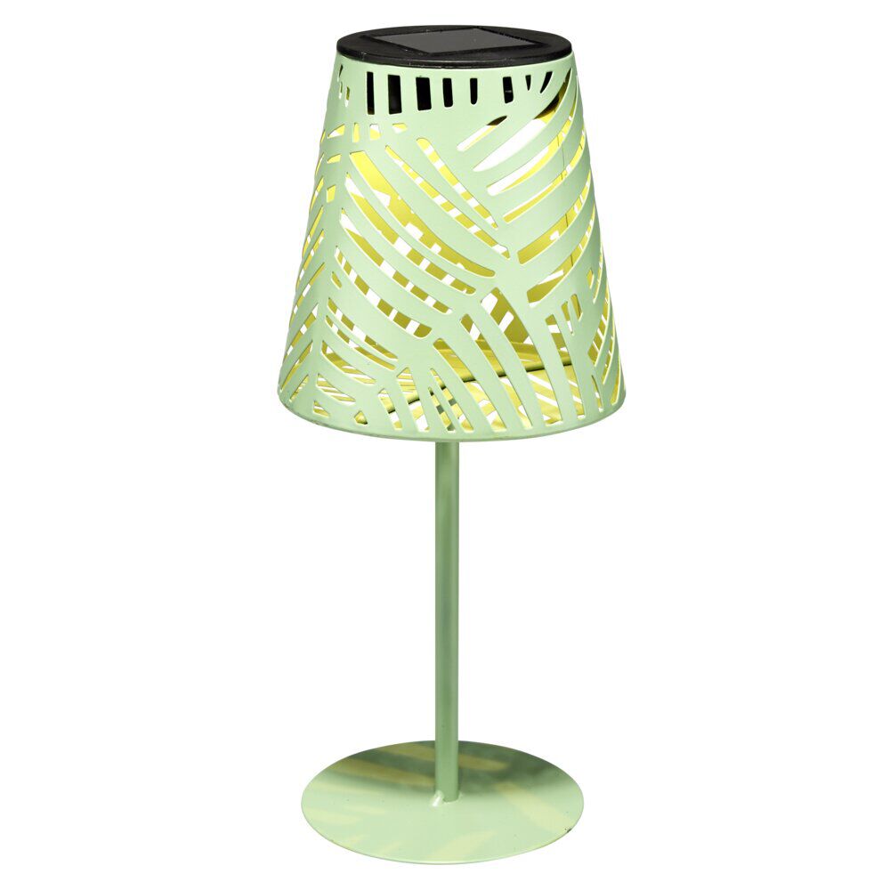 Lampe de table solaire à poser métal vert sauge 1LED blanc chaud Ø8xH27cm