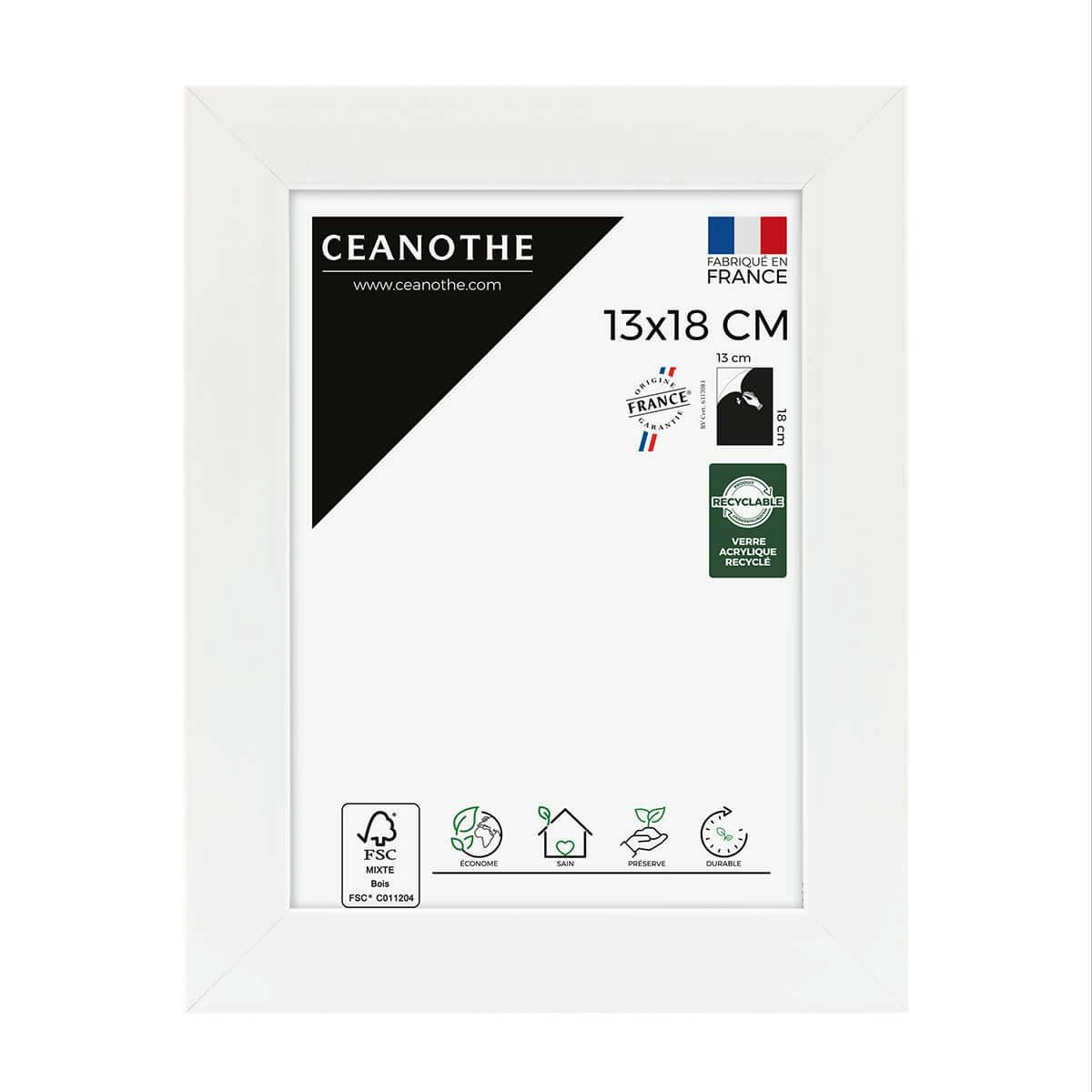 ETERNEL - Cadre photo design blanc 13x18 cm bois reconstitué fsc