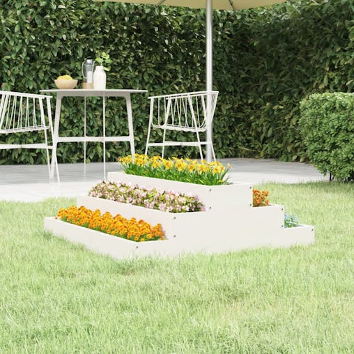 NNEVL Planter White 80x80x27 cm Solid Wood Pine
