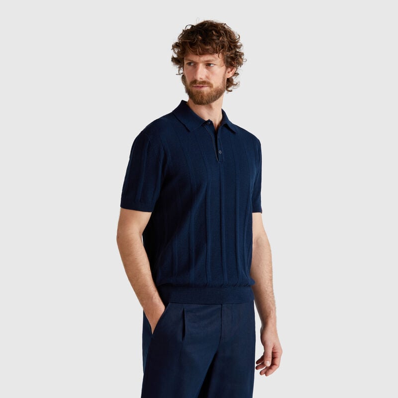 Knit polo in linen blend