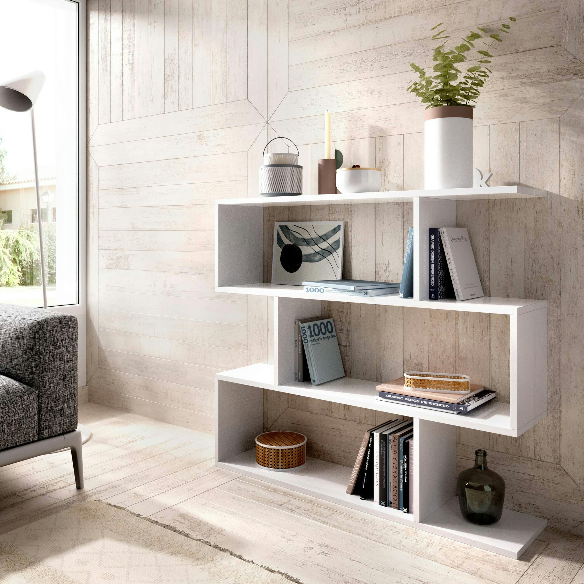 DJOVI - Bibliothèque effet bois blanc