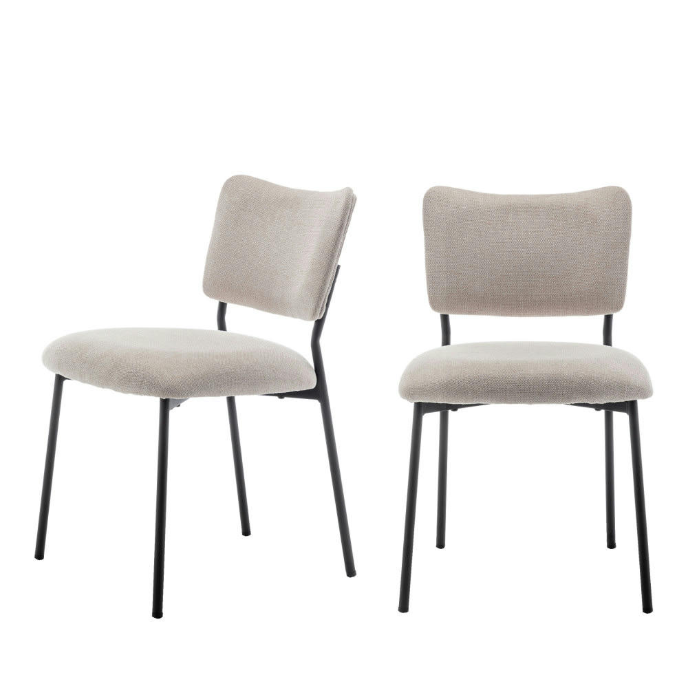 VANDER - Lot de 2 chaises en tissu et métal beige
