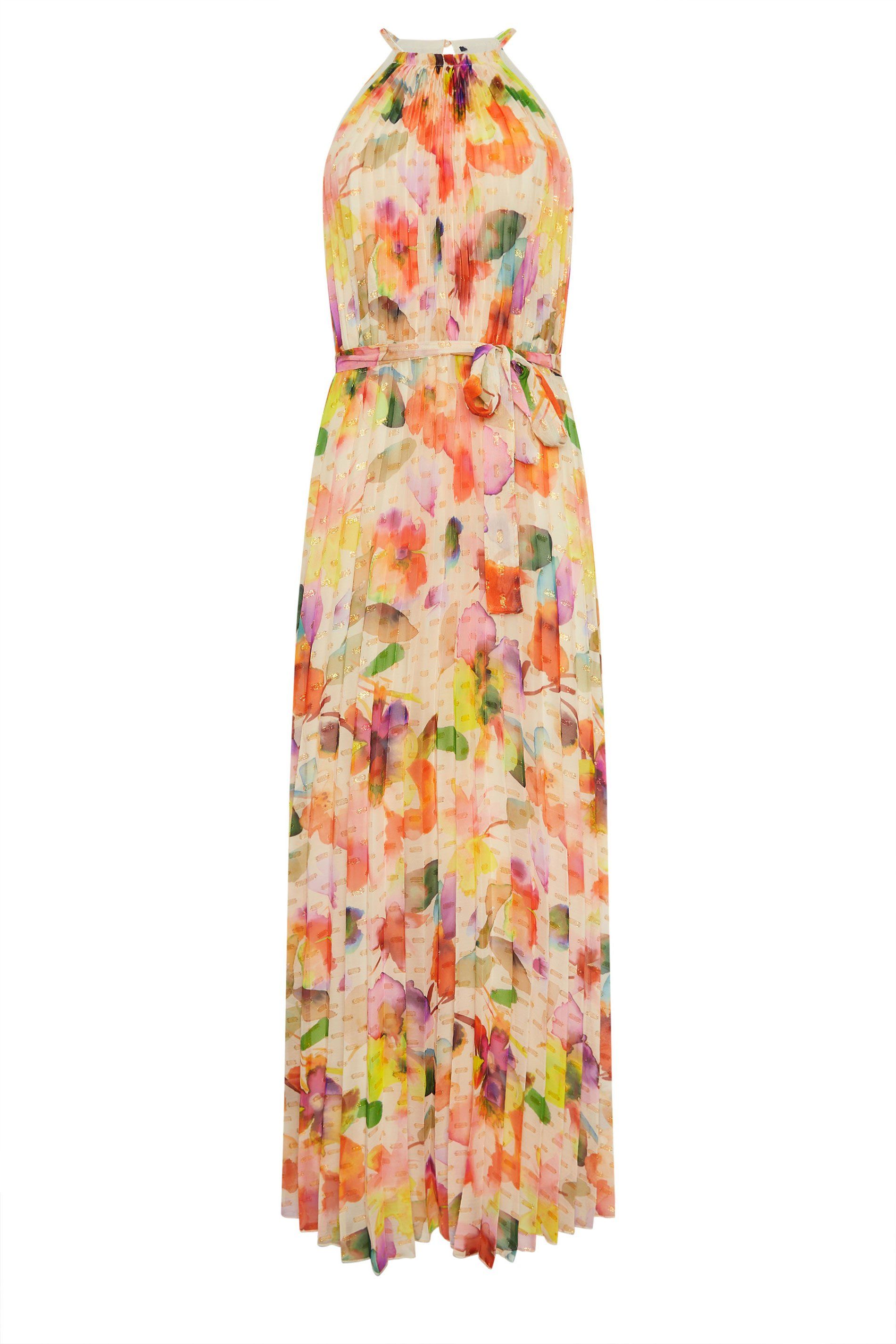 Star by Julien Macdonald Abstract Pleated Halter Neck Maxi Dress