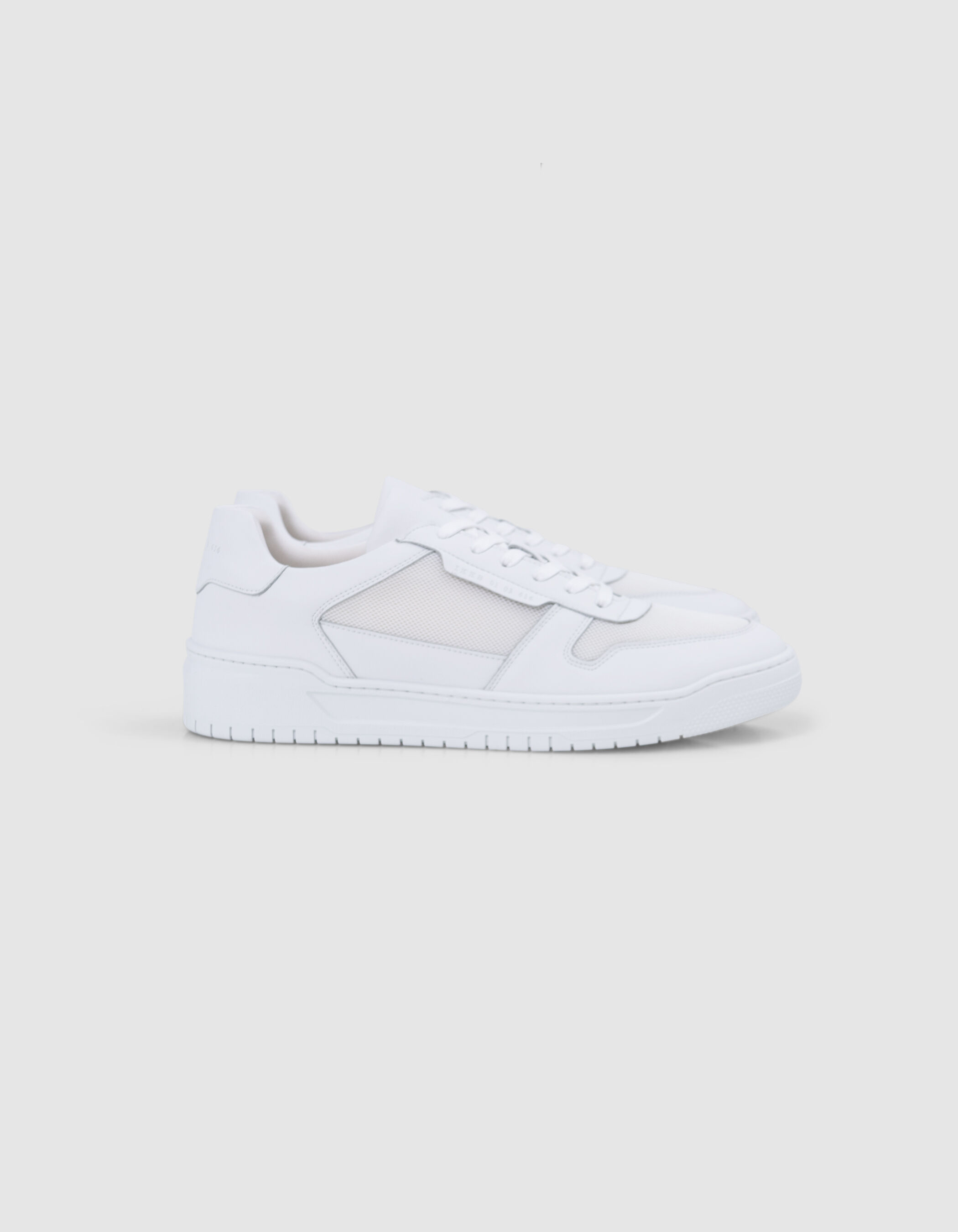 Baskets blanches bi-matières Homme