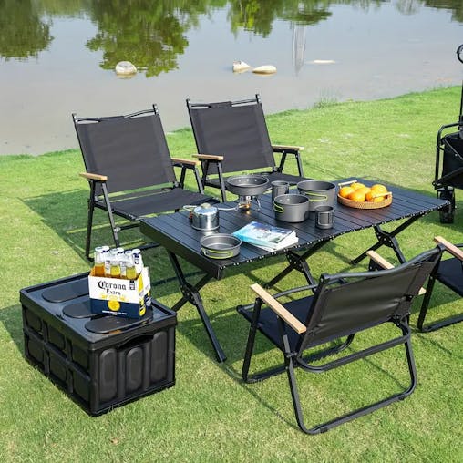 NNETM Portable Aluminum Folding Table with Carrying Bag