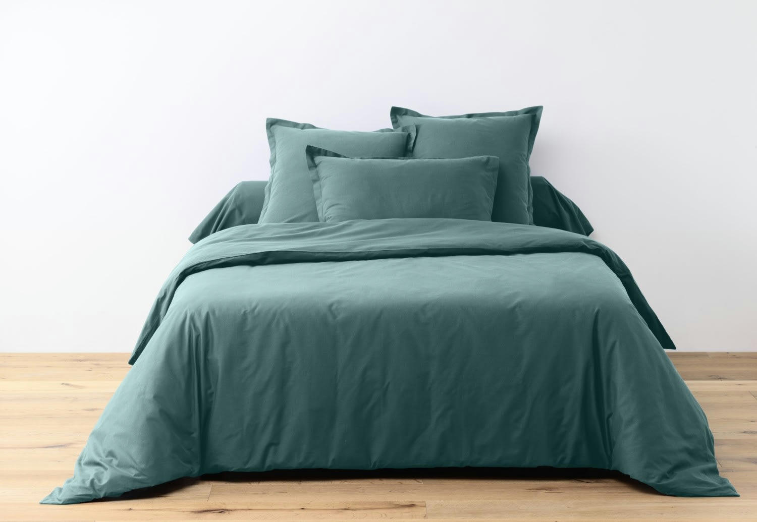 UNI BP - Parure housse de couette coton bleu 200x200 cm