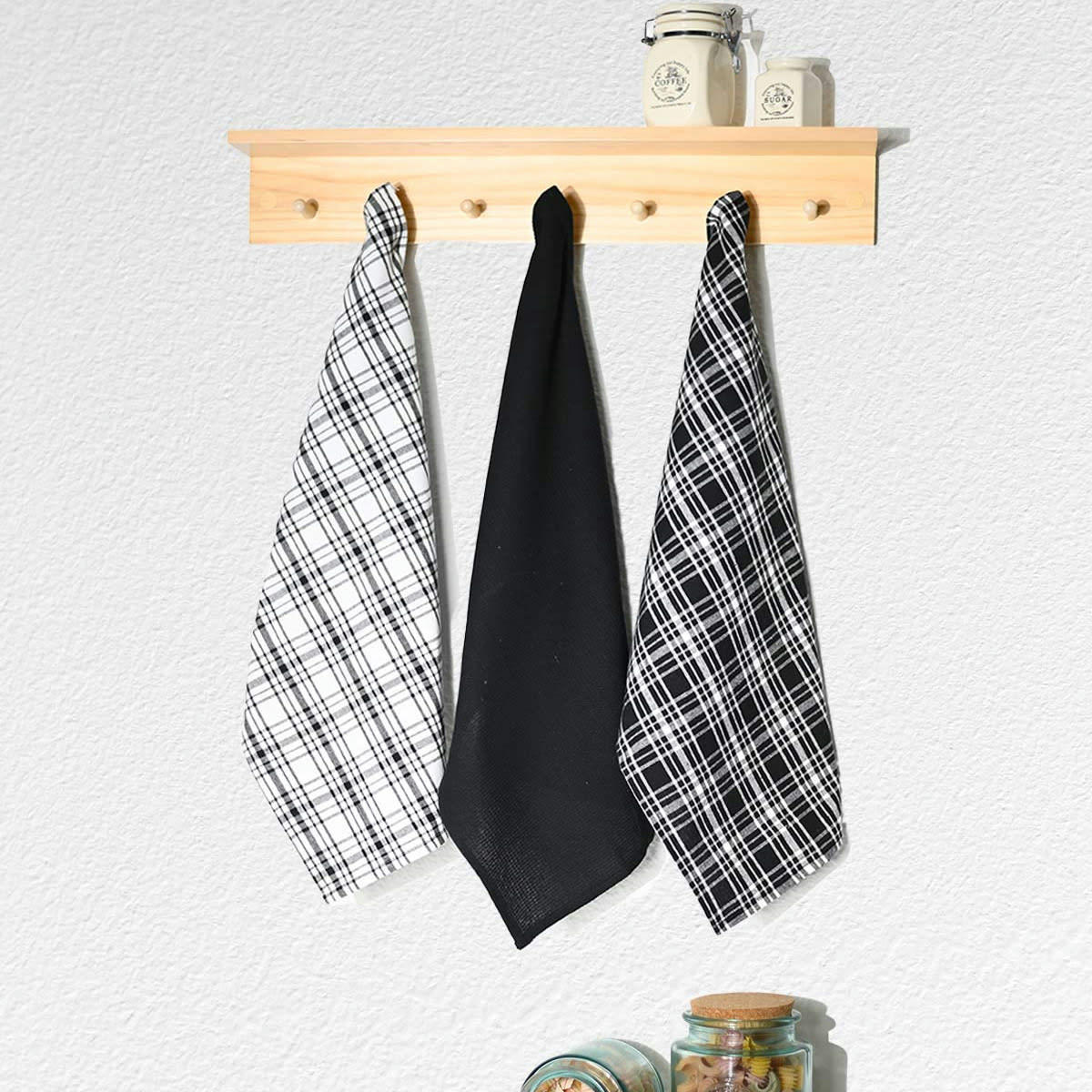 DUNDEE - 3 torchons assortis coton  noir 45x70 cm