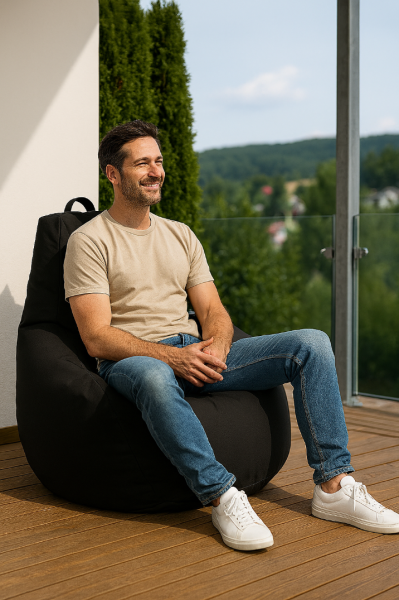 Pufa Worek do Siedzenia na Balkon Taras Ogród Gamer 225L AD.CON EKO Czarna